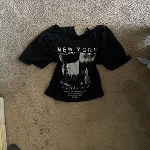 New York Graphic Black of the Shoulder Top